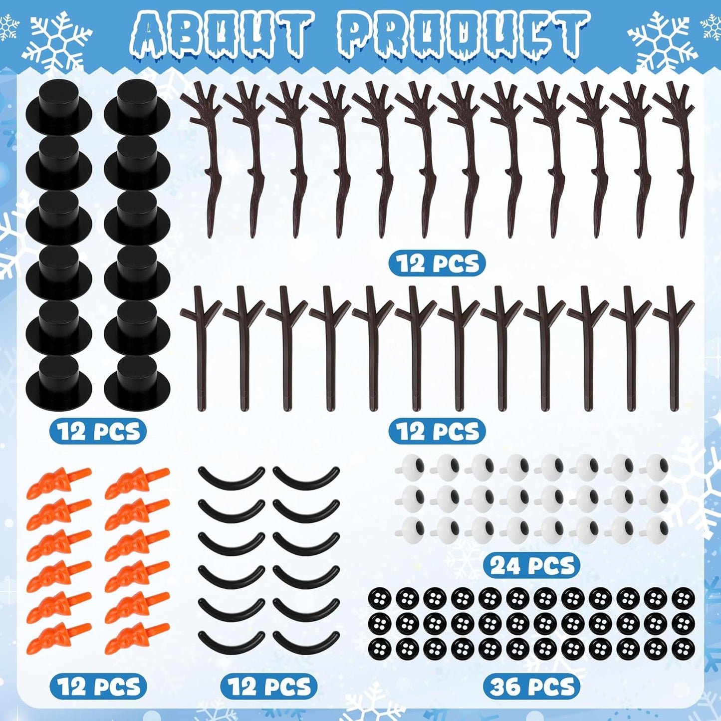 12 Pack Build a Snowman Indoor Decor, Christmas Crafts, Snowman Making Kit for Kid, Christmas Stocking Stuffers for Girls, Boys, Creative Kids Air Dry Modeling Clay for Holiday Activities