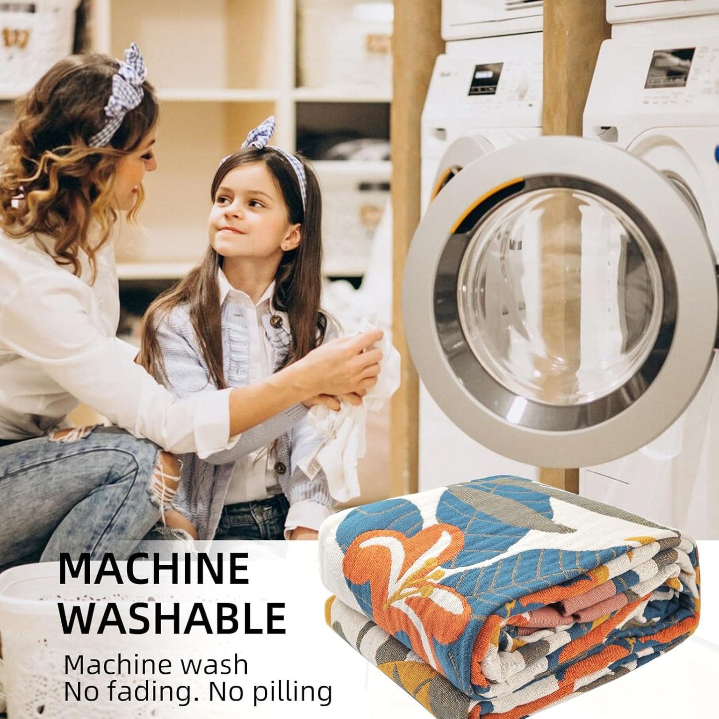 Boho Throw Blanket for Bed - 100% Pure Cotton Ultra Soft Rustic Quilt - Farmhouse Decor Bed Blankets, All Season Rustic Throw for Sofa Couch Chair(91''x 98'', Floral Sea)