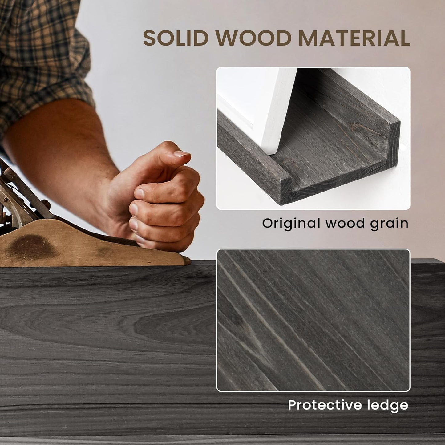 Floating Shelves for Wall, Picture Ledge Shelf 36 Inch Solid Wood Set of 2, Rustic Wall Shelves with Lip, Kids Bookshelf, Photo & Picture Live Edge Floating Shelves for Bedroom, Living Room, Kitchen