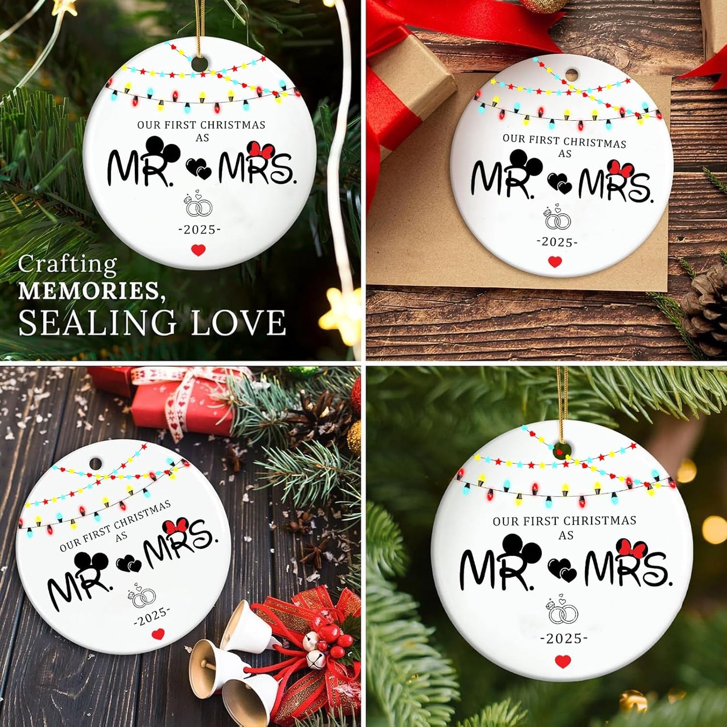Christmas Ornaments 2025, Our First Christmas As Mr & Mrs, 1st Marriage Ornament, Newlywed Ornament, Xmas Hanging Decorations, Bridal Shower Gifts, Wedding Gift for Couples 3Inch Ceramic
