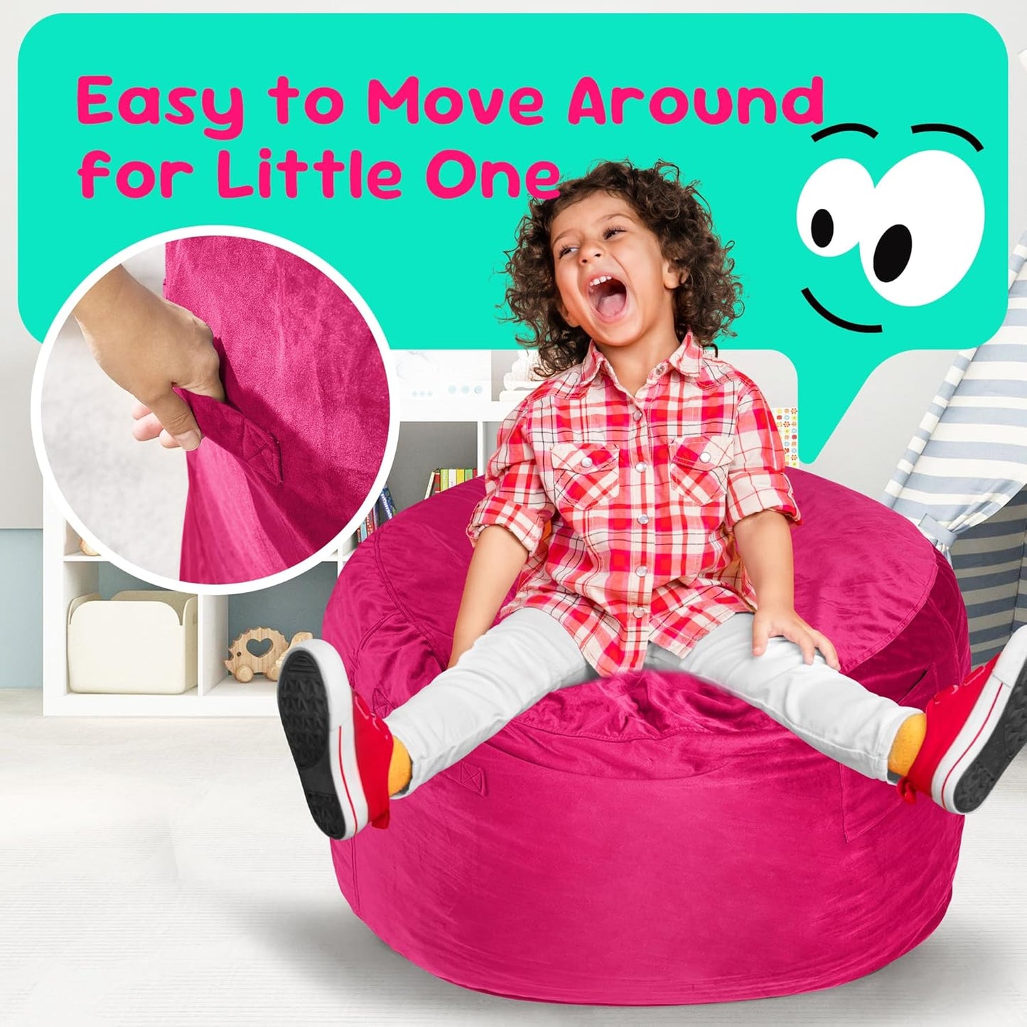 Hobestluk Bean Bag Chairs 2.5FT Bean Bag Chair with Memory Foam Filled & Machine Washable Cover,Beanbag Chair, Small Bean Bag Chairs for Playroom, Living Room, Bedroom