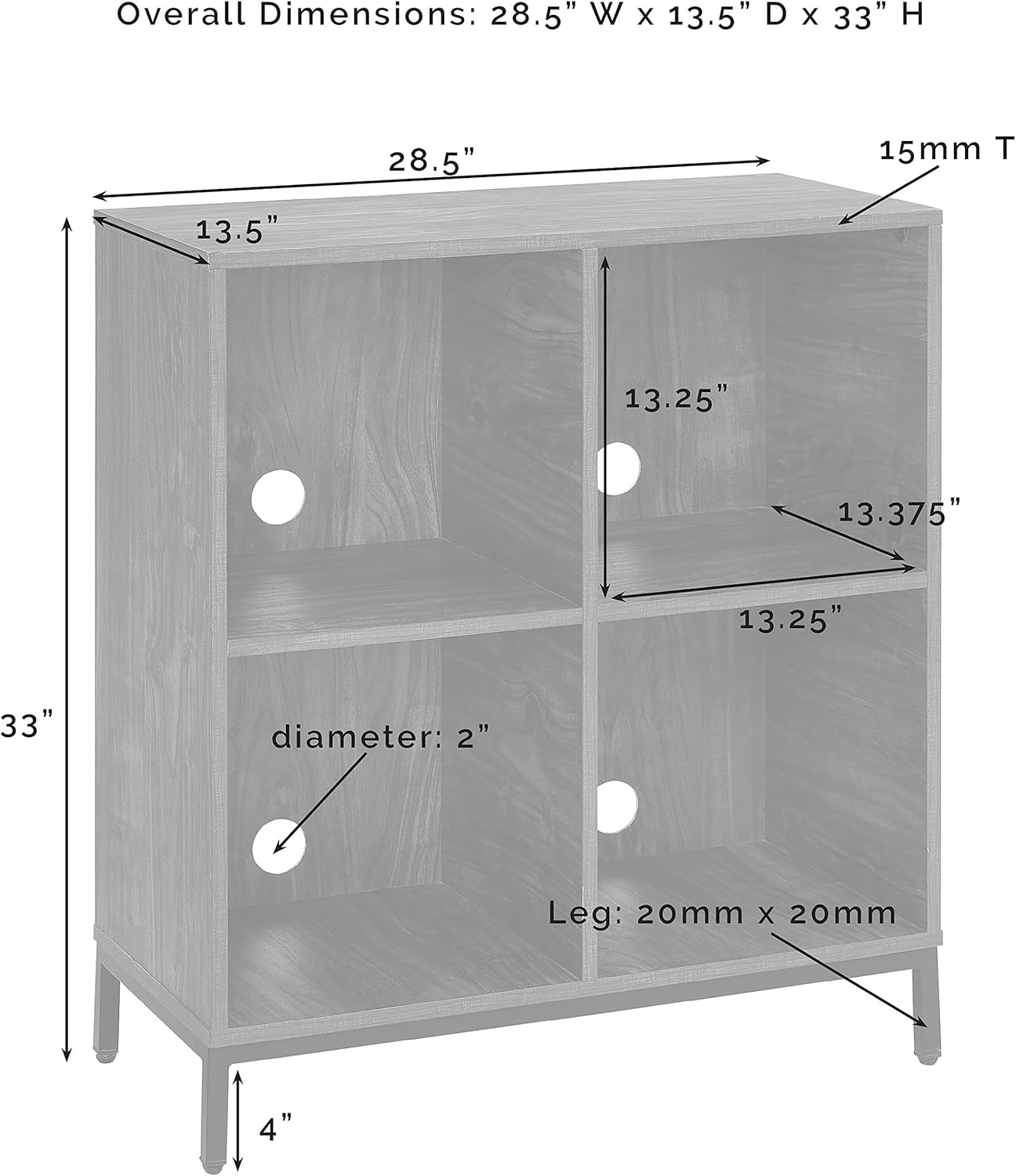 Crosley Furniture Jacobsen Storage Cube Bookcase and Record Player Stand with Vinyl Records Holder, Brown Ash