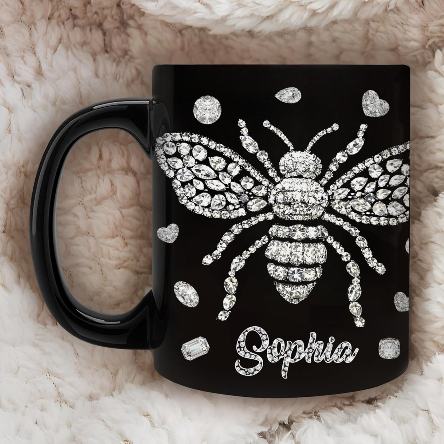 Hyturtle Personalized Jewelry Bee 2D Mug - Bee Keeper Gifts For Women Lovers Teacher - Honey Gifts For Beekeeper Farmer On Birthday - Queen Honeycomb Decor - Custom Coffee Cup Ceramic Mug 11 Oz 15 Oz