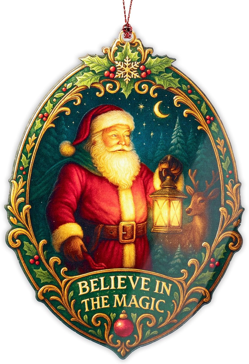 Christmas Ornaments, Santa Ornaments, Funny Xmas Ornament, Acrylic Christmas Ornament, Acrylic Christmas Ornaments,Suncatcher Effect Stained Glass Window Hanging, 494 Santaxmas1