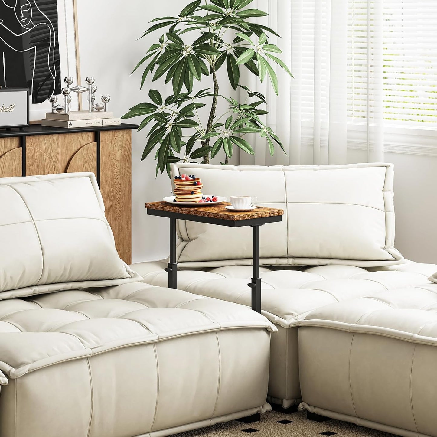 TUTOTAK End Table, Side Table, Tall Couch Table, Sofa Table, Living Room, Bedroom, Brown TB01BB083