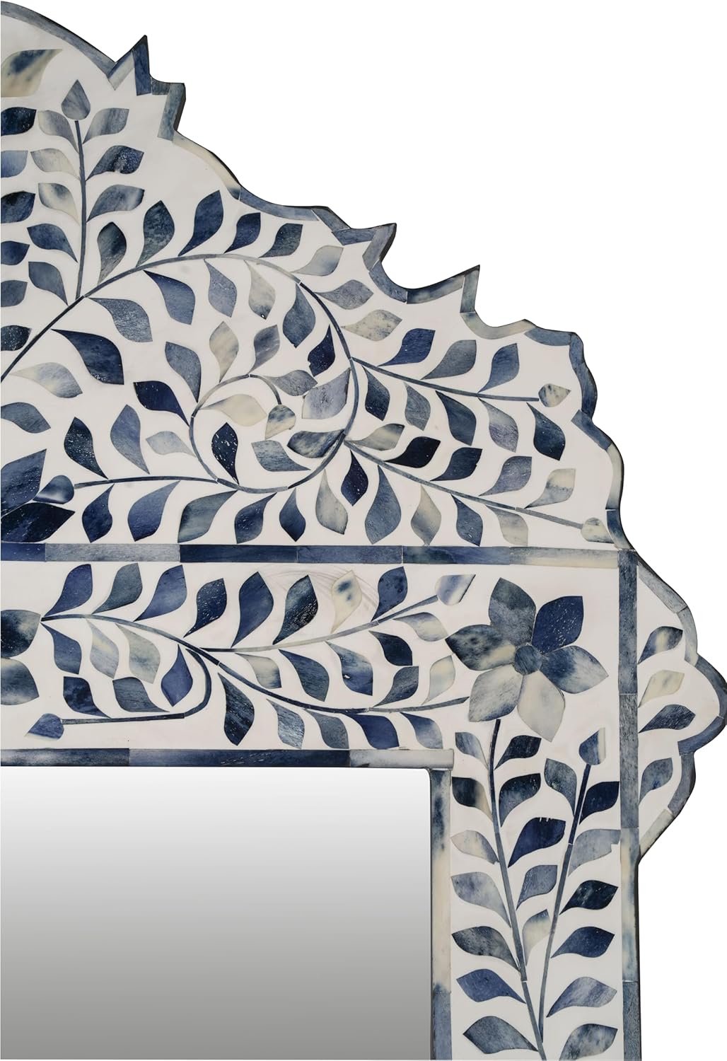 Bone Inlay Mirror Frame Handcrafted Decorative Wall Mirror Frame with Natural Bone and Resin Intricate Floral & Geometric Inlay Boho, Vintage & Ethnic Style Home Décor