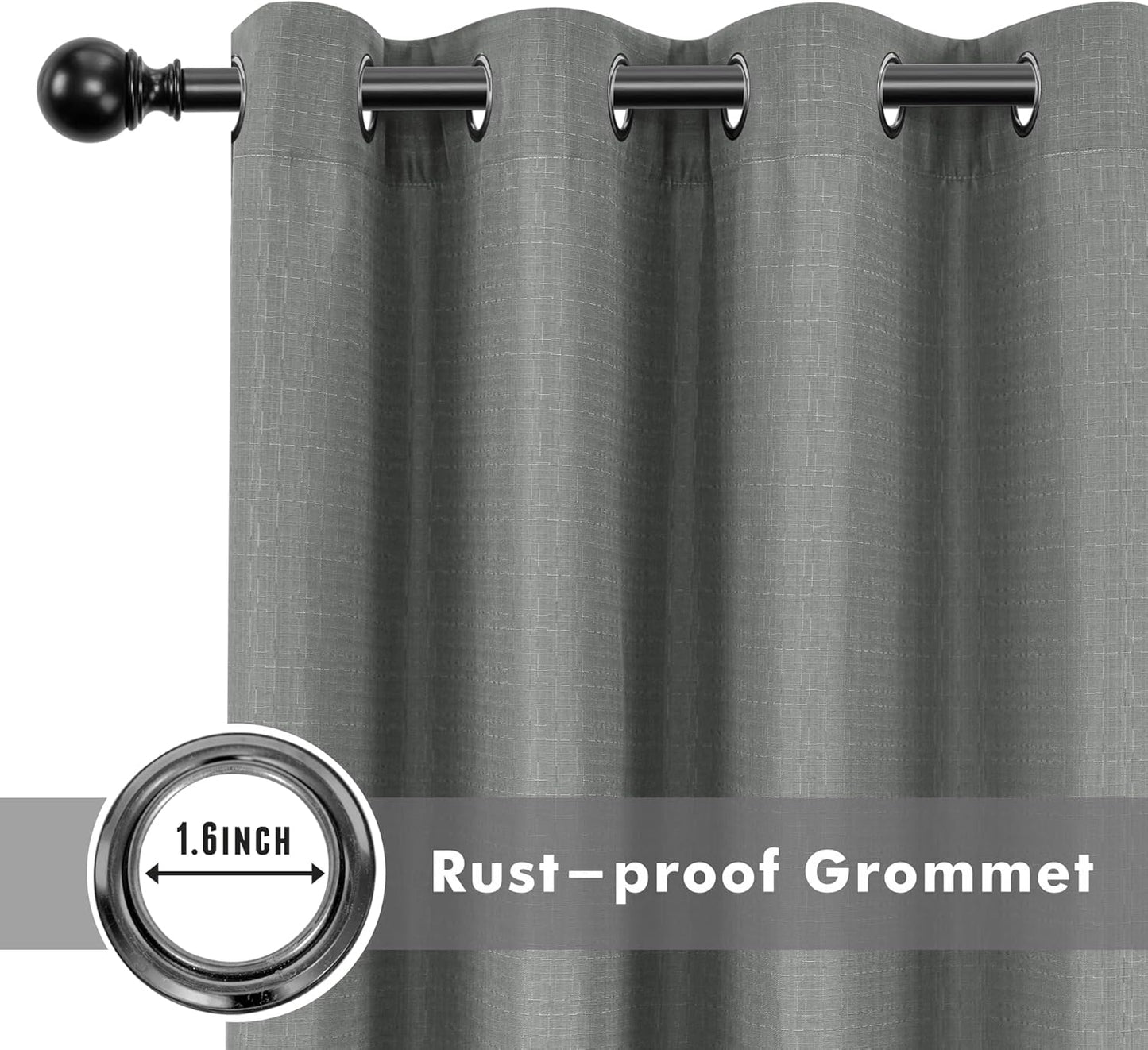 HolidayIdeas 4 Panels Outdoor Curtains for Patio Waterproof Linen Curtains 95 Inch Length-Outside Curtains Heavy Duty, Privacy, Weighted for Pergola, Porch, Gazebo-54 Wide x 95" Long Light Grey