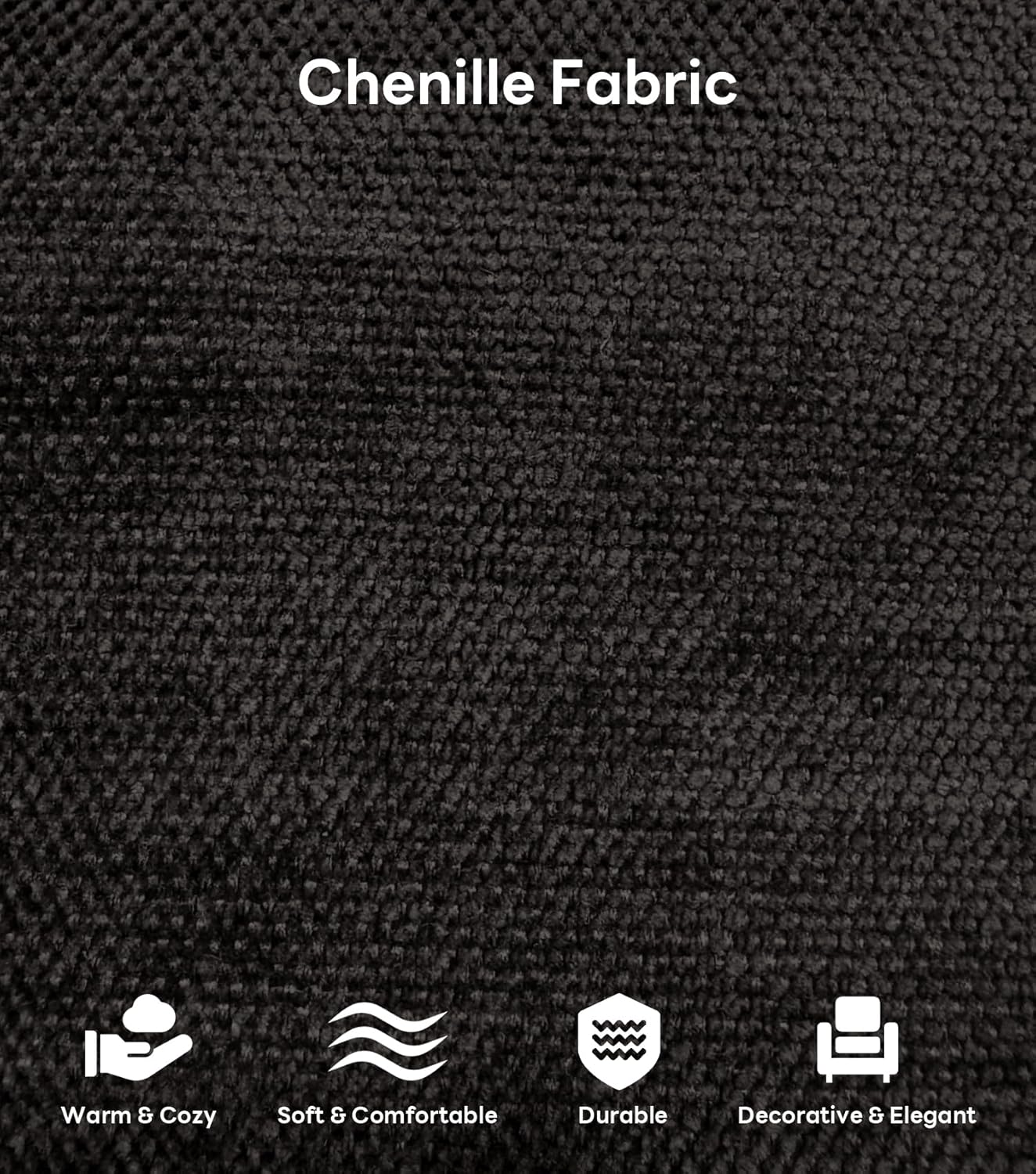 Tbfit 85" Convertible L Shaped Couch, Sectional Sofa for Living Room,Chenille Cloud Couch with Ottoman 4 Seat, Black