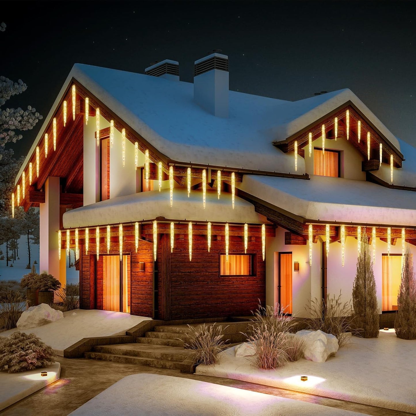 Color Changing Icicle Lights Outdoor 32.8FT 20 Tubes 100 LED Smart Christmas Lights, 39 Color Modes Waterproof Connectable Icicle Indoor Decoration for Tree Patio Roof Holiday, Smart