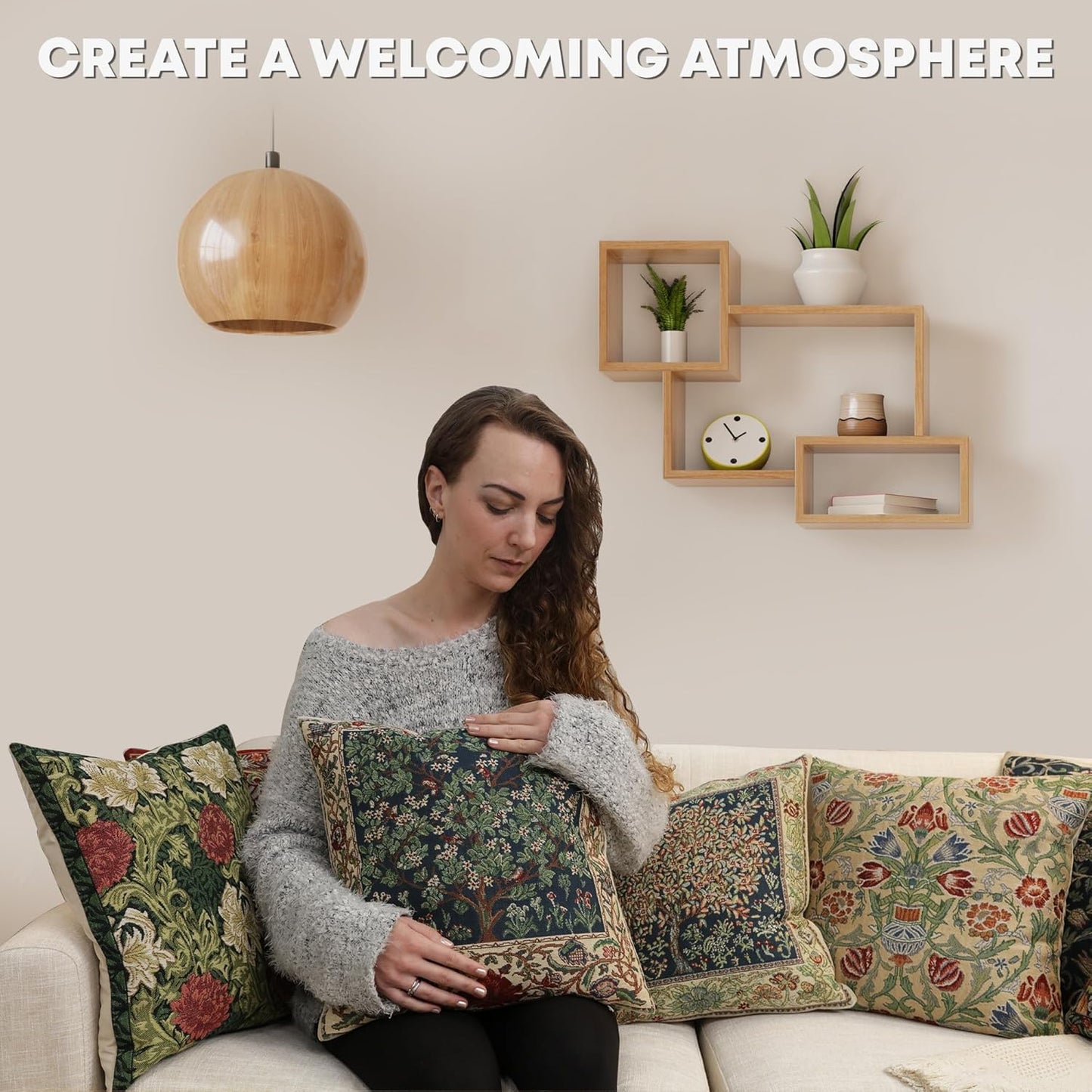 Charlotte Home Furnishings Throw Pillow Covers 16x16 in, Blue Peacock Decorative Couch Pillow Cover, Boho Decor European Tapestry Cushion Cases, Living Room Cozy Home Decor, Jacquard Woven Soft Cotton