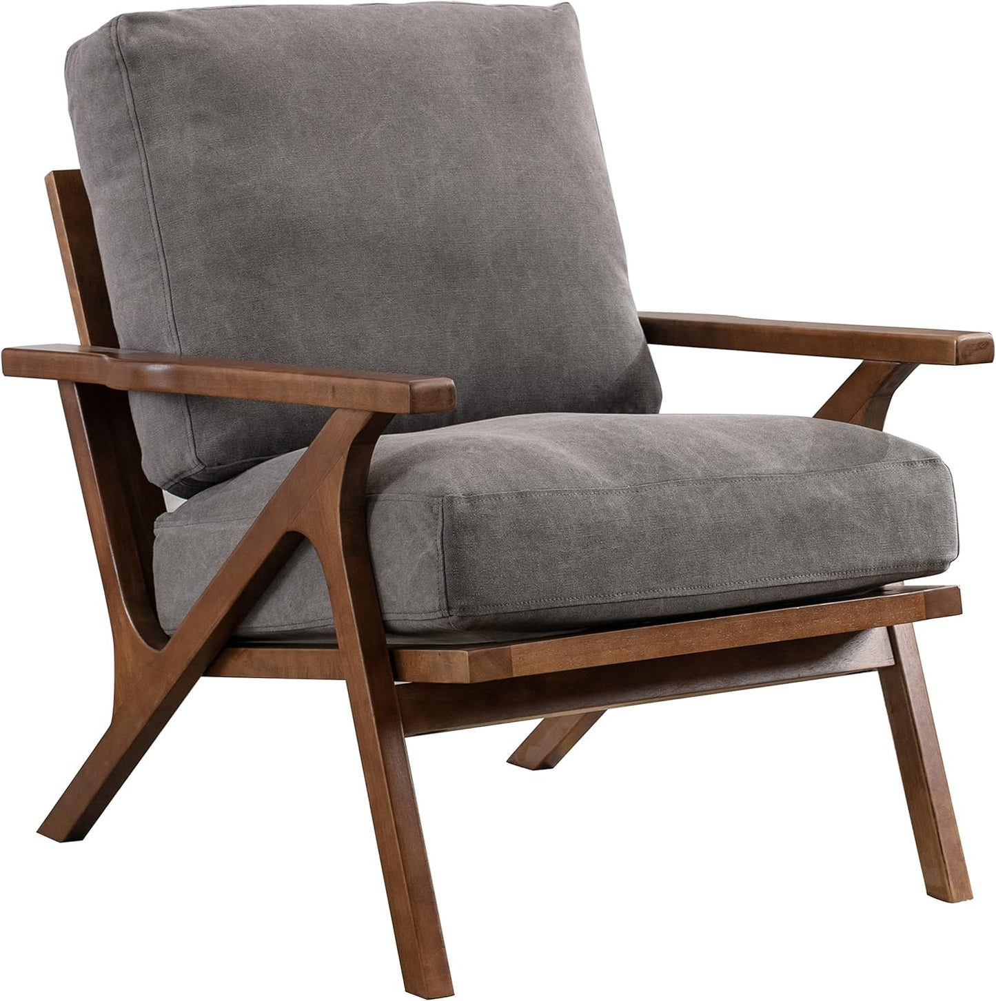 chairus Mid Century Accent Armchair Modern Upholstered Lounge Chair Compfy Leisure Arm Chair for Living Room Fireplace/Bedroom/Reception/Dorms, Denim Fabric Grey