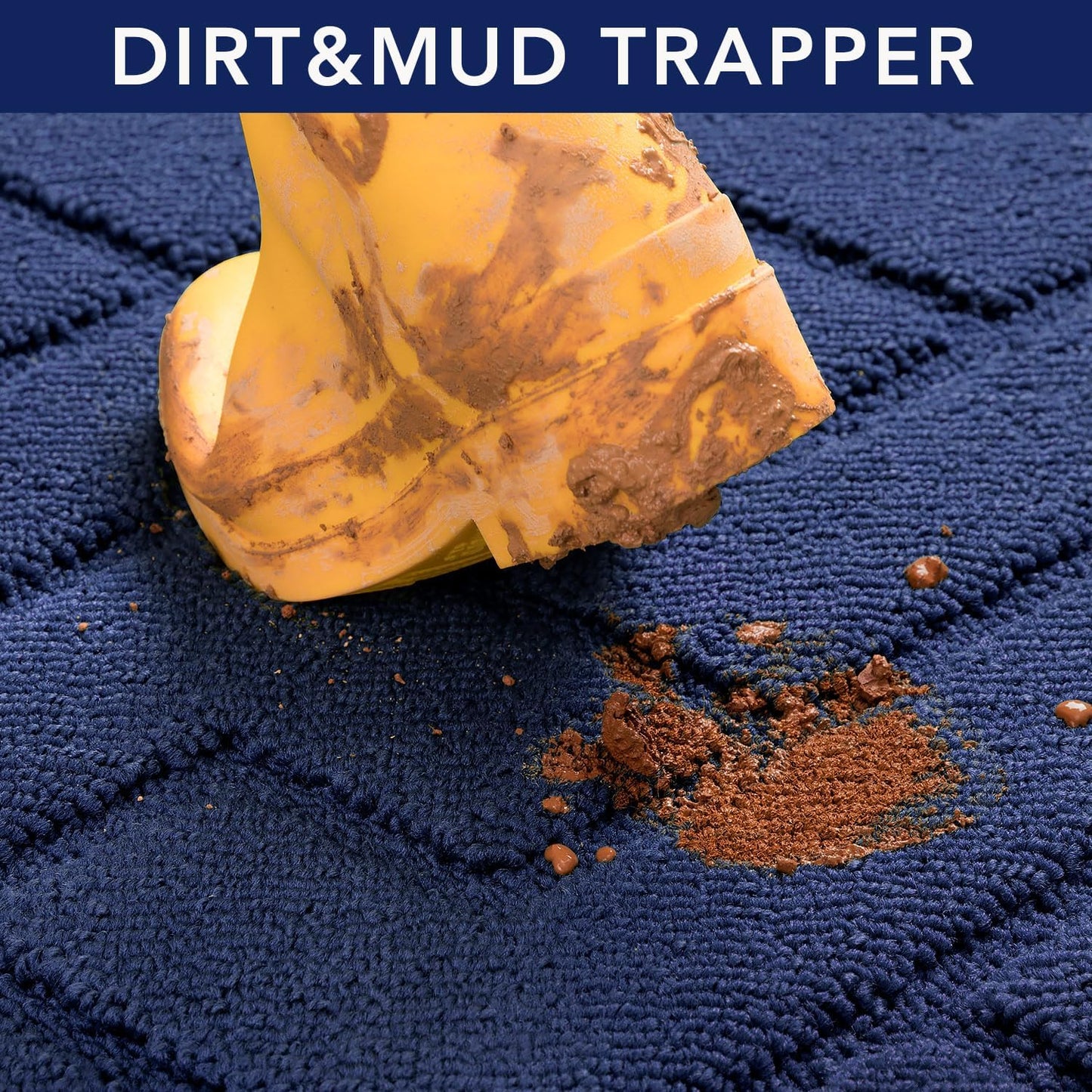 hicorfe Indoor Doormat,Front Back Door Mat Rubber Backing Non Slip Door Mats 20"x59" Absorbent Resist Dirt Entrance Doormat Inside Floor Mats Entryway Washable Low-Profile for Patio,Garden(Navy Blue)