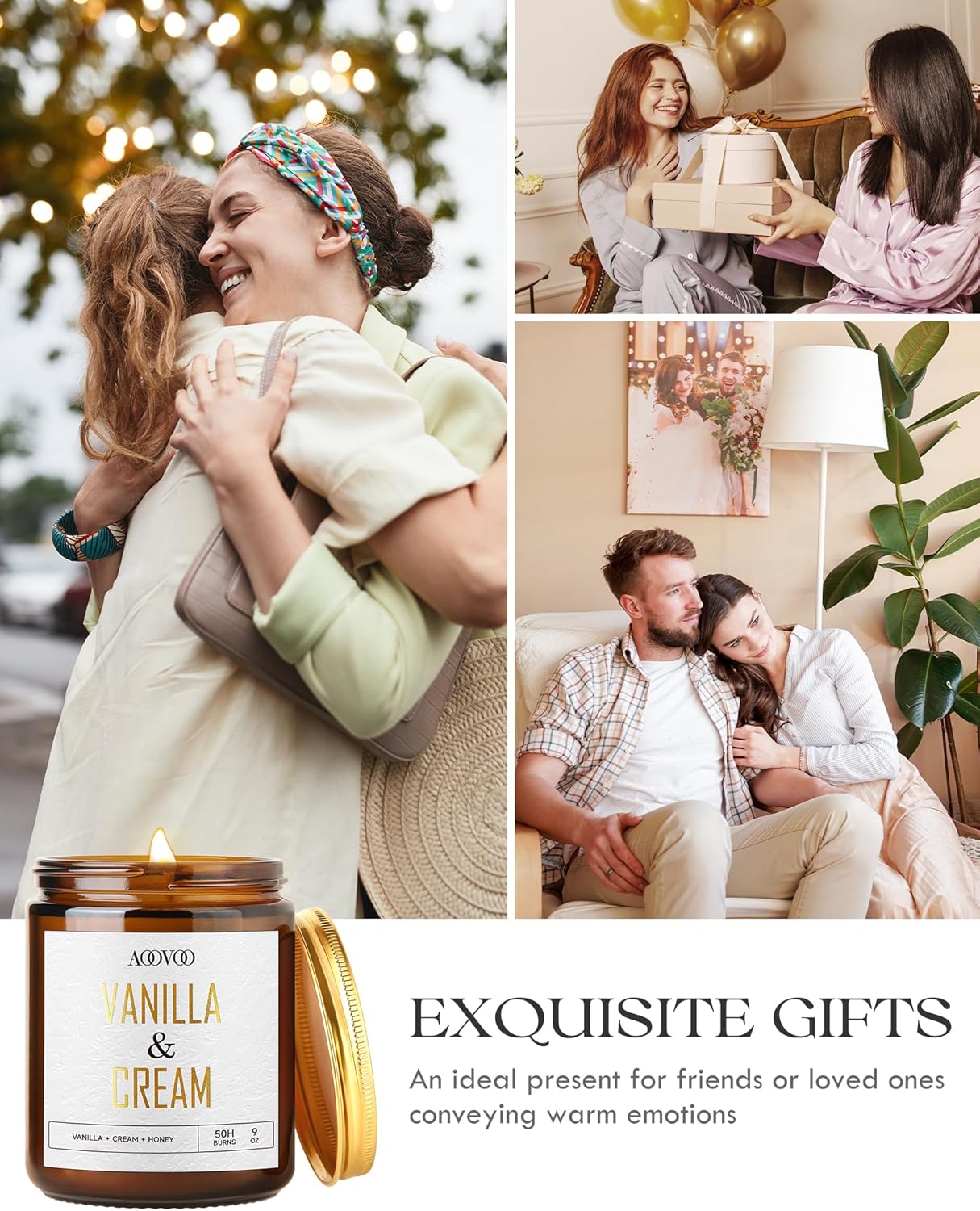 AOOVOO Vanilla Cream Candles - 9 oz Scented Candles, Aromatherapy Candle, Soy Candle for Home Scented