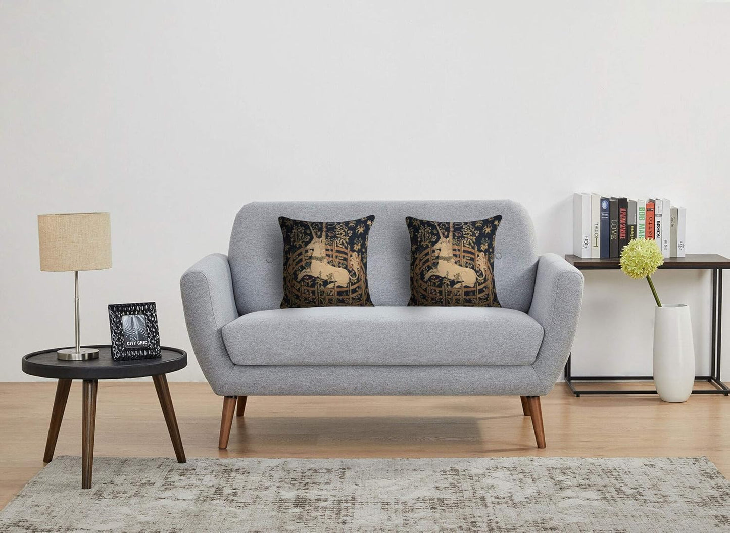 Charlotte Home Furnishings Decorative Pillow Covers for Couch 13X13 in Unicorn Throw Pillow Covers for Sofa Tapestry Square Pillow Cases for Bed Living Room Soft European Cotton Jacquard Woven