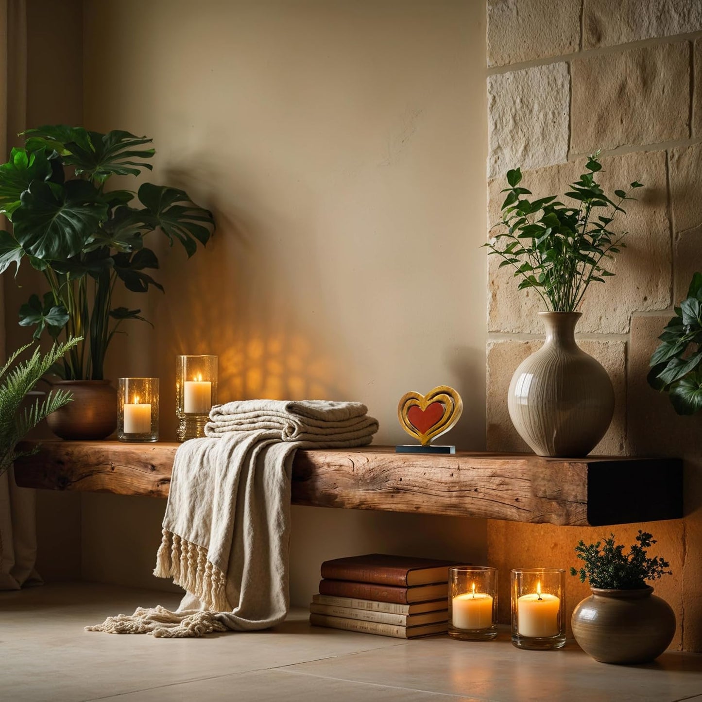 Decozen Gifts for Mom - Wooden Heart Sculpture - Mother's Day Birthday Gifts, Home, Office, Living Room, Shelf, Fireplace, Farmhouse, Tabletop, Boho and Mantle Decor - Mothers Day Decorations