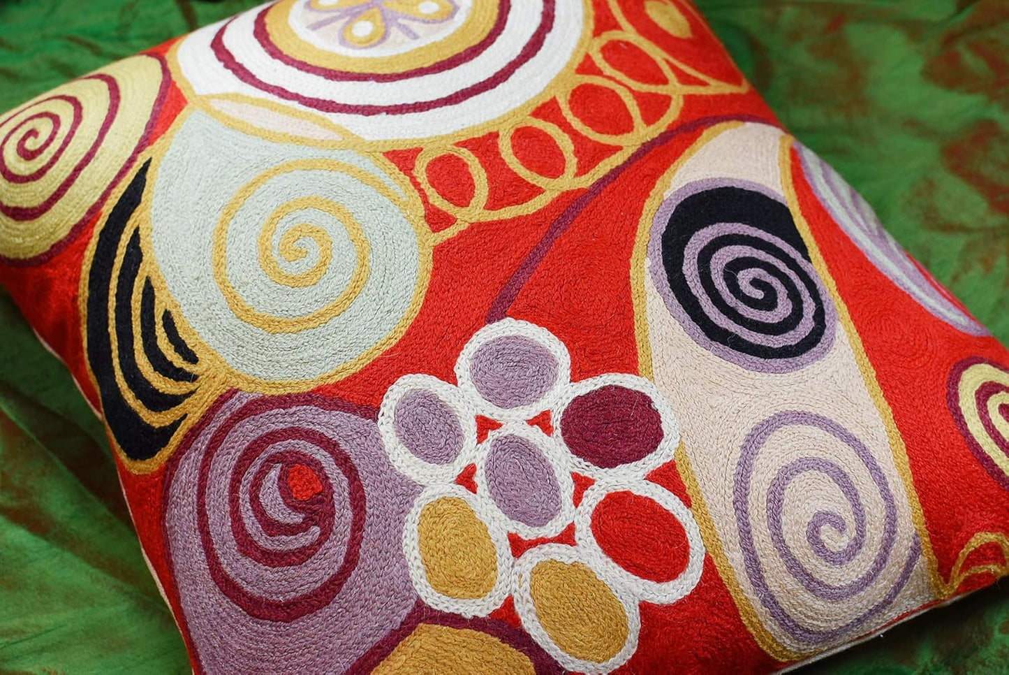 Hilma Al Klint Red Pillow Cover Modern Red Pillowcase Abstract Chair Cushion Accent Throw Pillowsham Mid Century Chair Cushions Hand Embroidered Wool Size 18x18