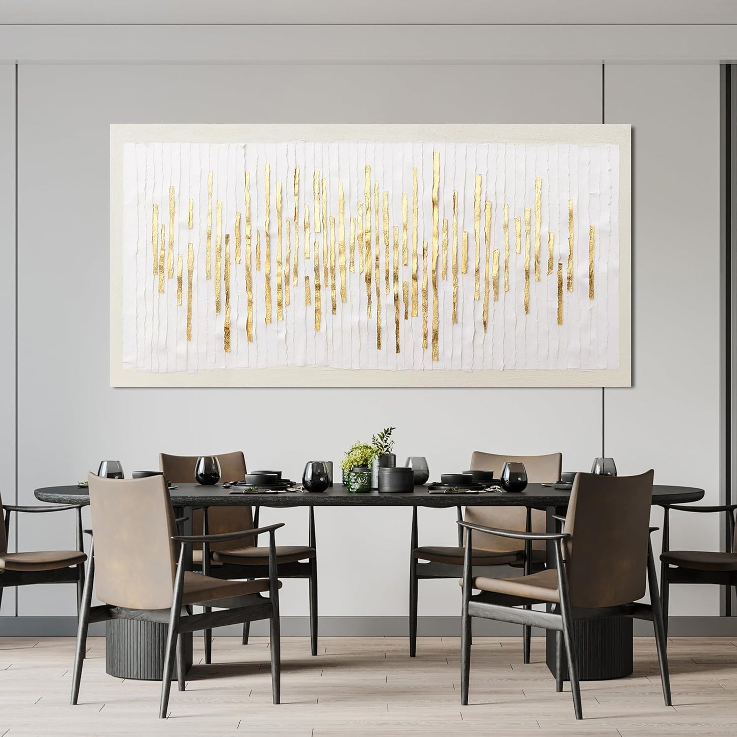 Canvas Wall Art Decor Modern Large Wall Decor For Living Room Gold Abstract Wall Art White Textured Wall Art Large Artwork for Walls Canvas Prints Art Work For Home Office Wall Decor 29" X 58"