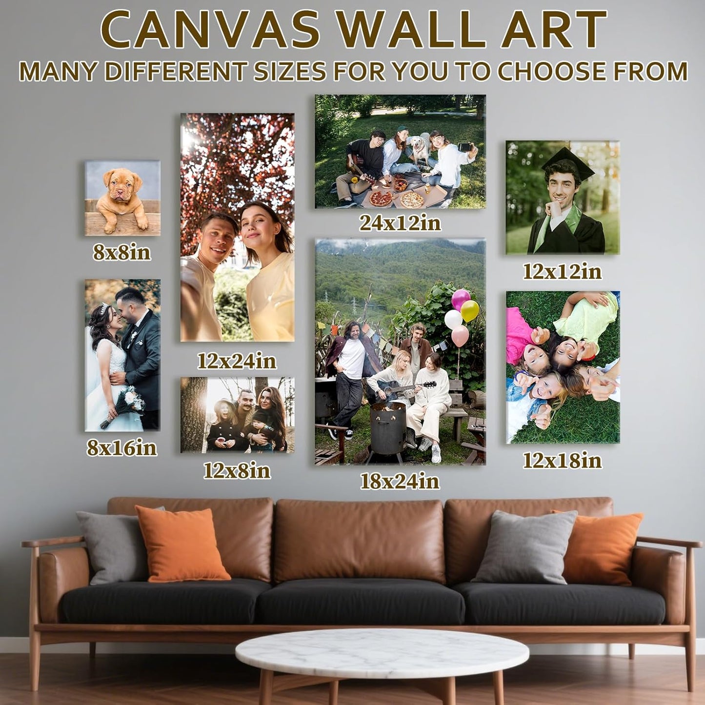Custom Canvas Prints with Your Photos - Personalized Pictures Print, Customized Photo Gifts, Wall Art Poster Canvas Printing for Wedding, Family, Baby, Pets, Home Office Decor, Wrapped Frame 32x24