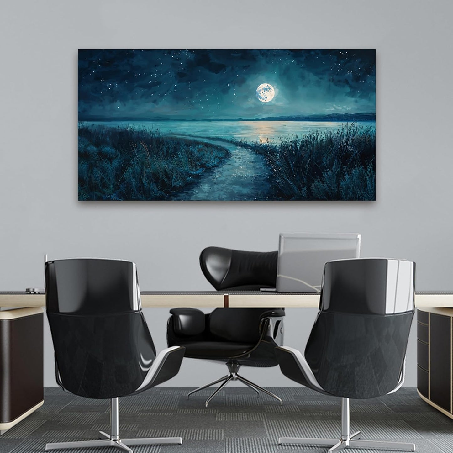 Canvas Wall Art Decor Modern Wall Decor For Living Room Coastal Starry Sky Wall Art Blue Botanical Wall Art Artwork For Walls Canvas Prints Art Work For Home Kitchen Office Wall Decor 20" X 40"