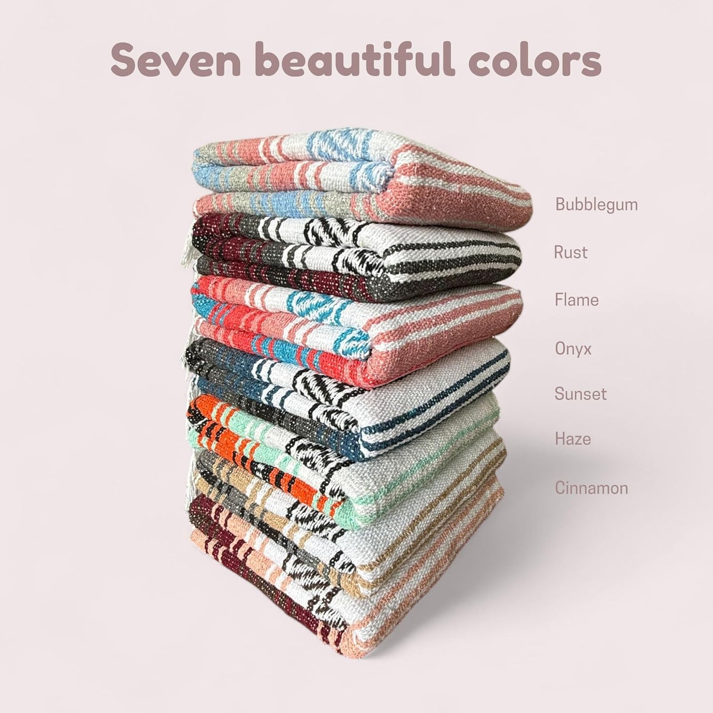 Traditional Handwoven Mexican Blanket, Large Falsa Serape - Soft & Durable - Vibrant Beach, Picnic, Yoga & Camping Mat - Lightweight Boho Throw 70"x50" (Onyx)