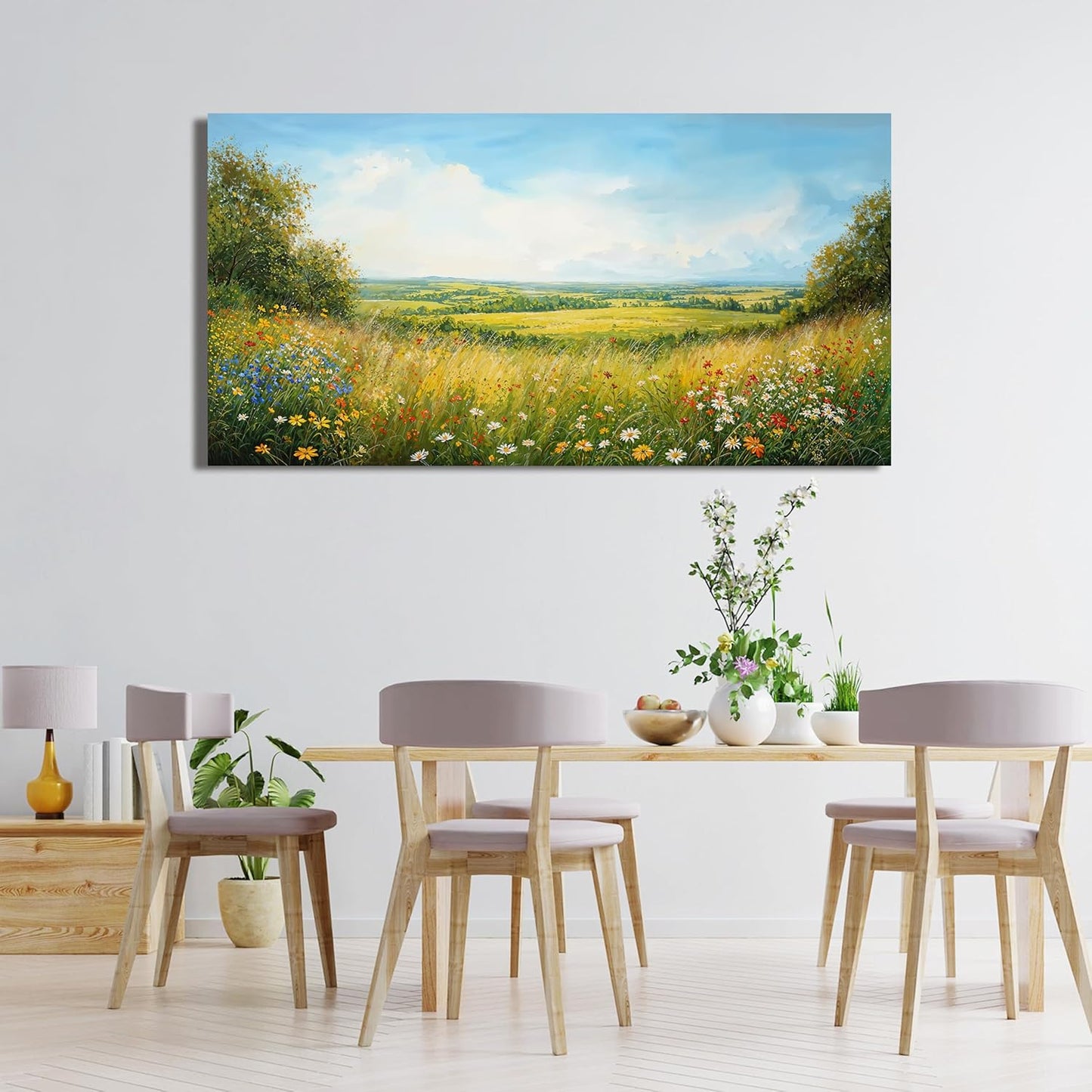 Canvas Wall Art Decor Modern Landscape Wall Art For Living Room Green Botanical Wall Art Artwork For Wall Green Floral Wall Decor Canvas Prints Art Work For Home Kitchen Office Decor 20" X 40"