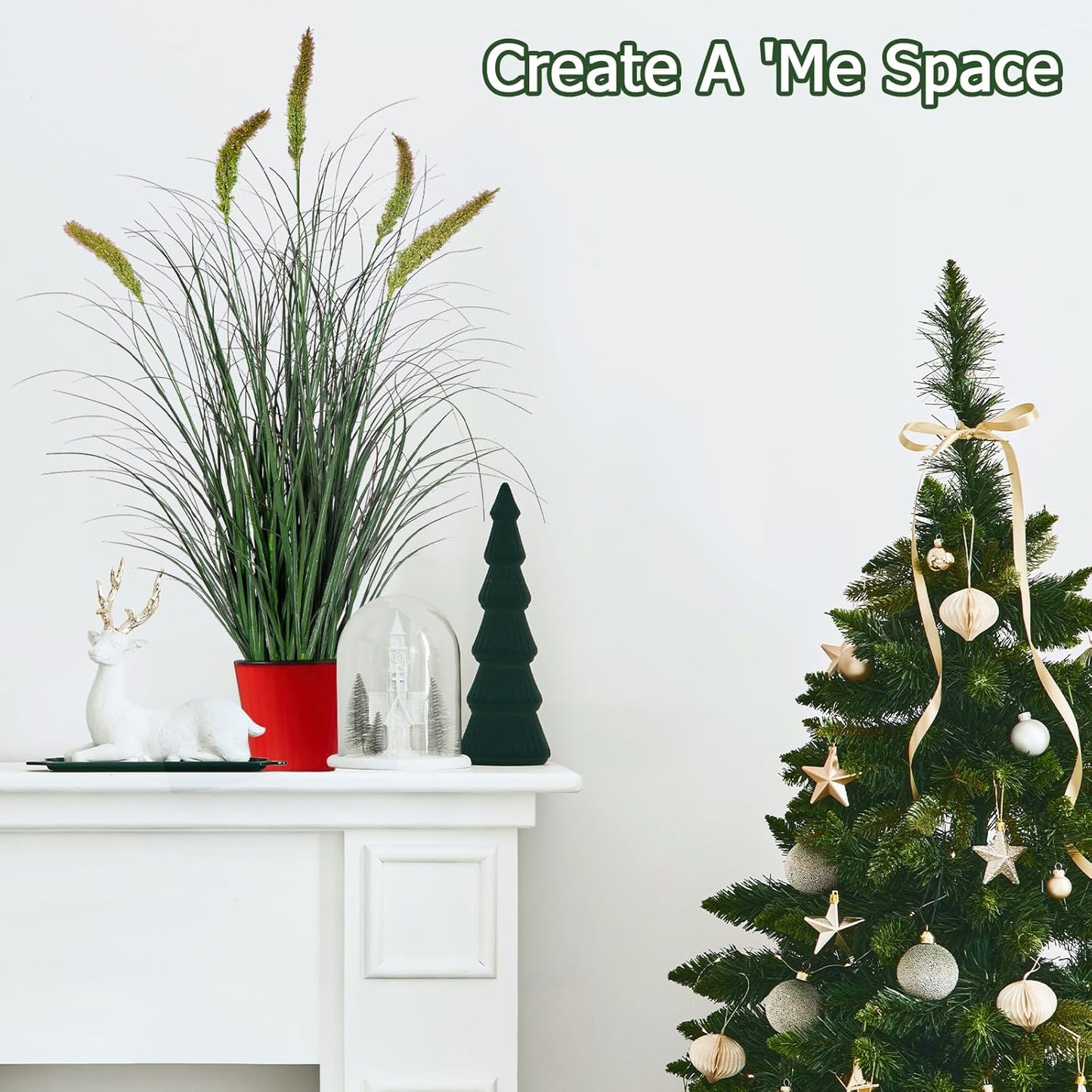 Green Onions Fake Plants,Artificial Plants Indoor, Fake Grass Decor Green Plant Fake Outdoor Flowers Fake Succulents,Artificial Tall Grass Plants with Pots House Decorative(36“ 1 Pack)