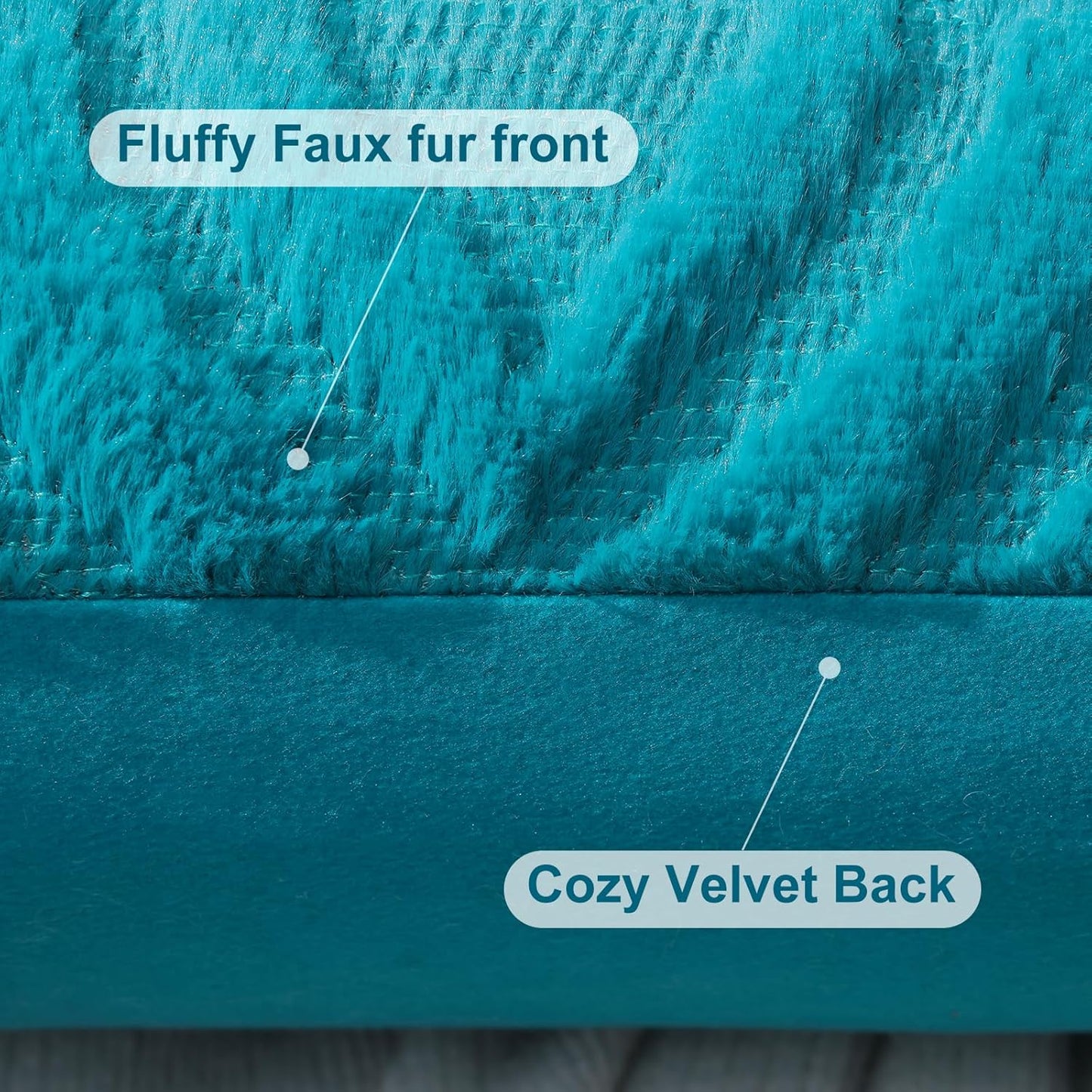 decorUhome Fall Throw Pillow Covers 22x22 Inch Set of 2, Soft Plush Decorative Faux Fur Teal Solid Couch Pillow Covers, Accent Farmhouse Neutral Square Euro Pillow Cases for Sofa Bed Living Room
