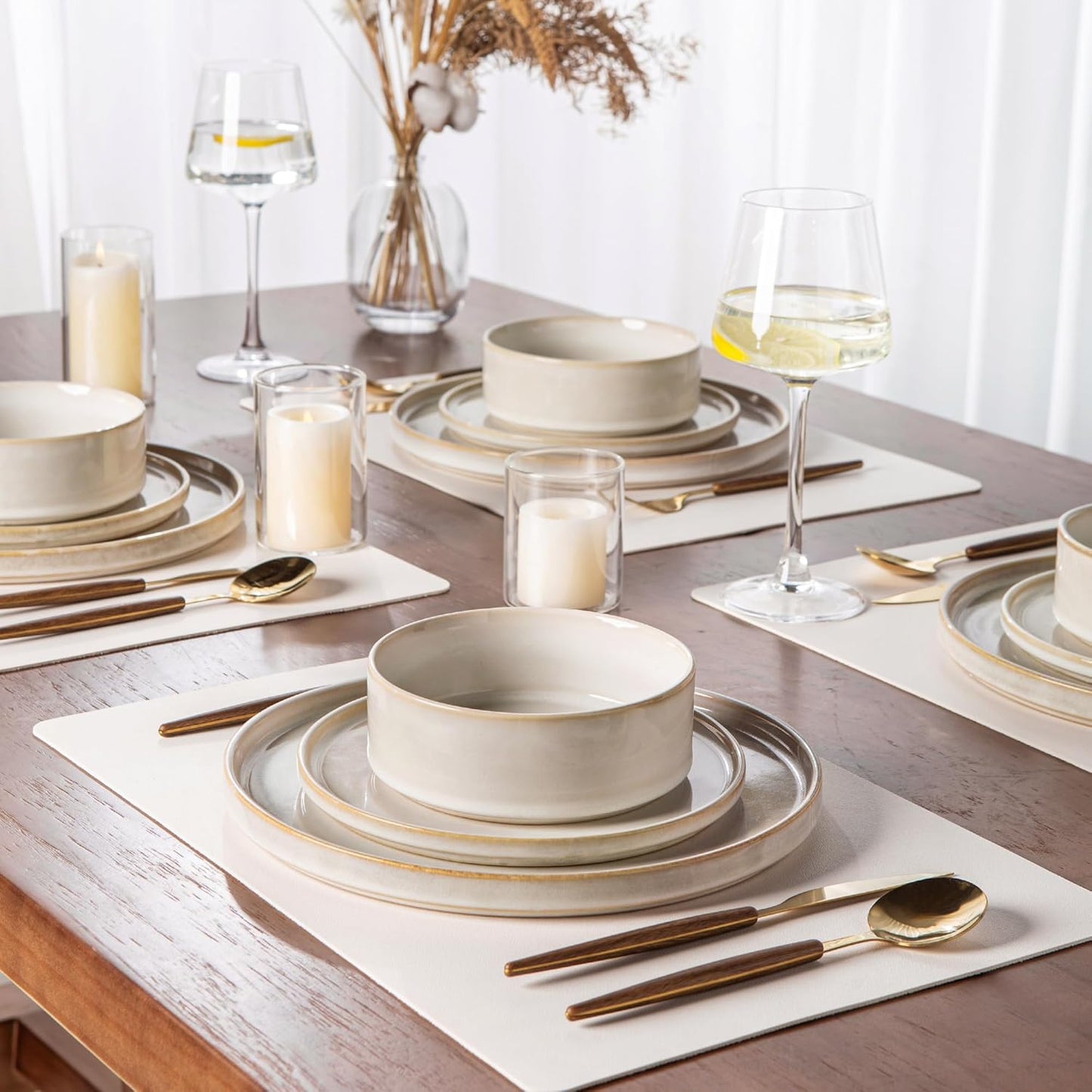 AmorArc Ceramic Dinnerware Sets, Handmade Reactive Glaze Stoneware Plates and Bowls Sets,Highly Chip and Crack Resistant | Dishwasher & Microwave Safe Dishes Set, Service for 8 (24pc)