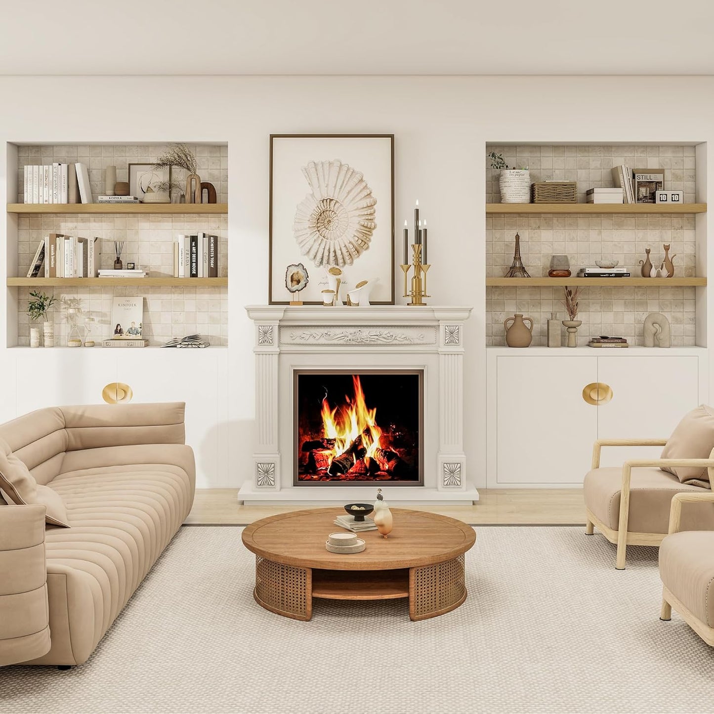 12 Inch Deep Floating Shelves 48 inch Long, 48 x 12 Wide Wall Shelves with Invisible Brackets, Heavy Duty Shelf for Bedroom Bathroom Living Room Kitchen Office Home Decor, Modern Shelf Set of 2, Oak