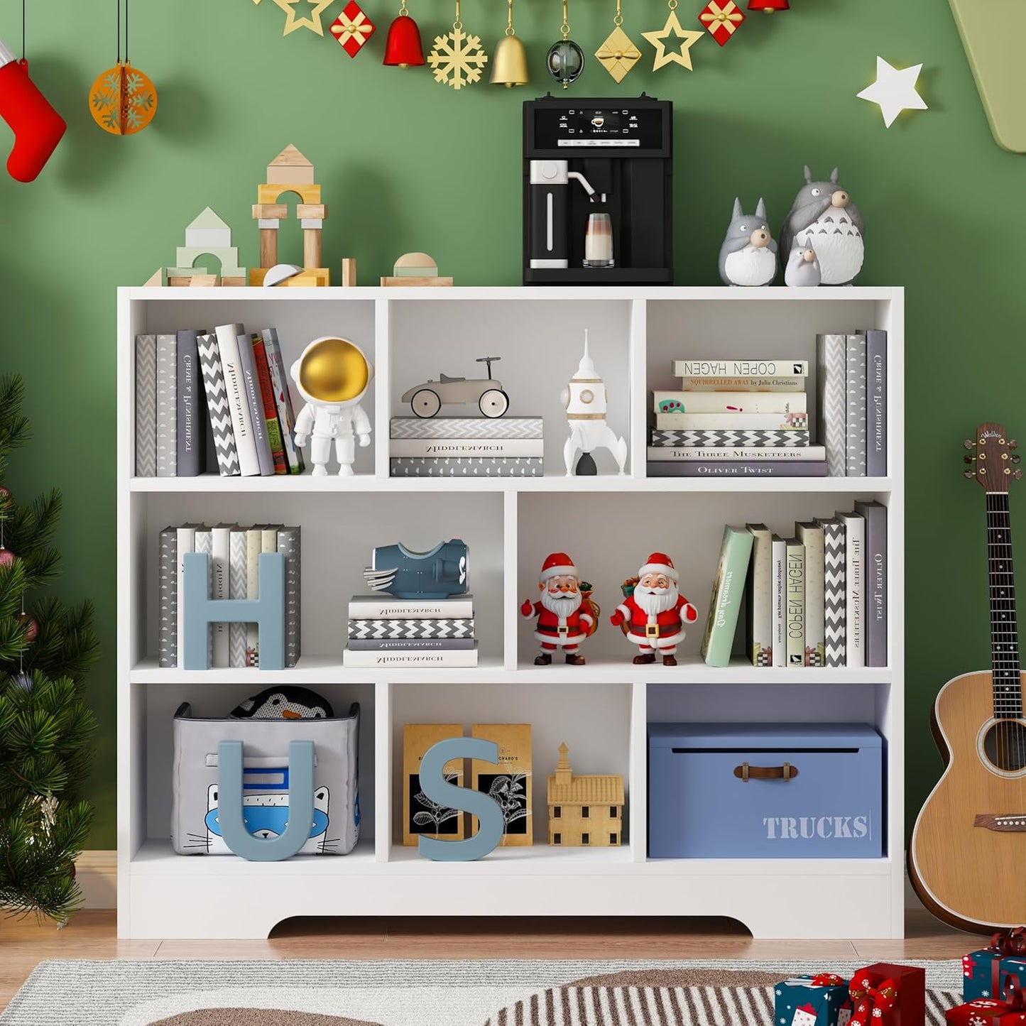 Book Shelf, 8 Cubes Storage Organizer, 3-Tier Open Shelf Wooden Bookcase, Freestanding White Bookshelf Cube Shelf for Bedroom, Living Room