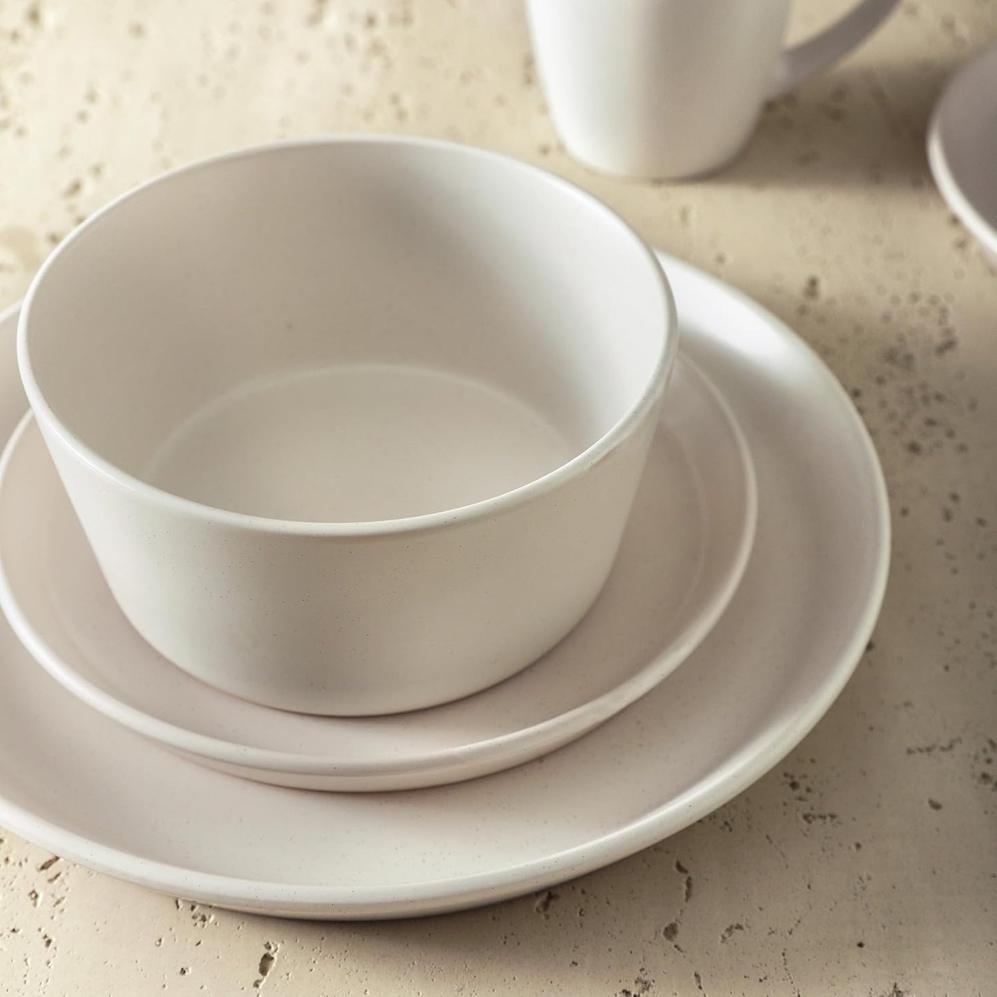 Stone Lain Albie 32-Piece Dinnerware Set Stoneware, White Speckled