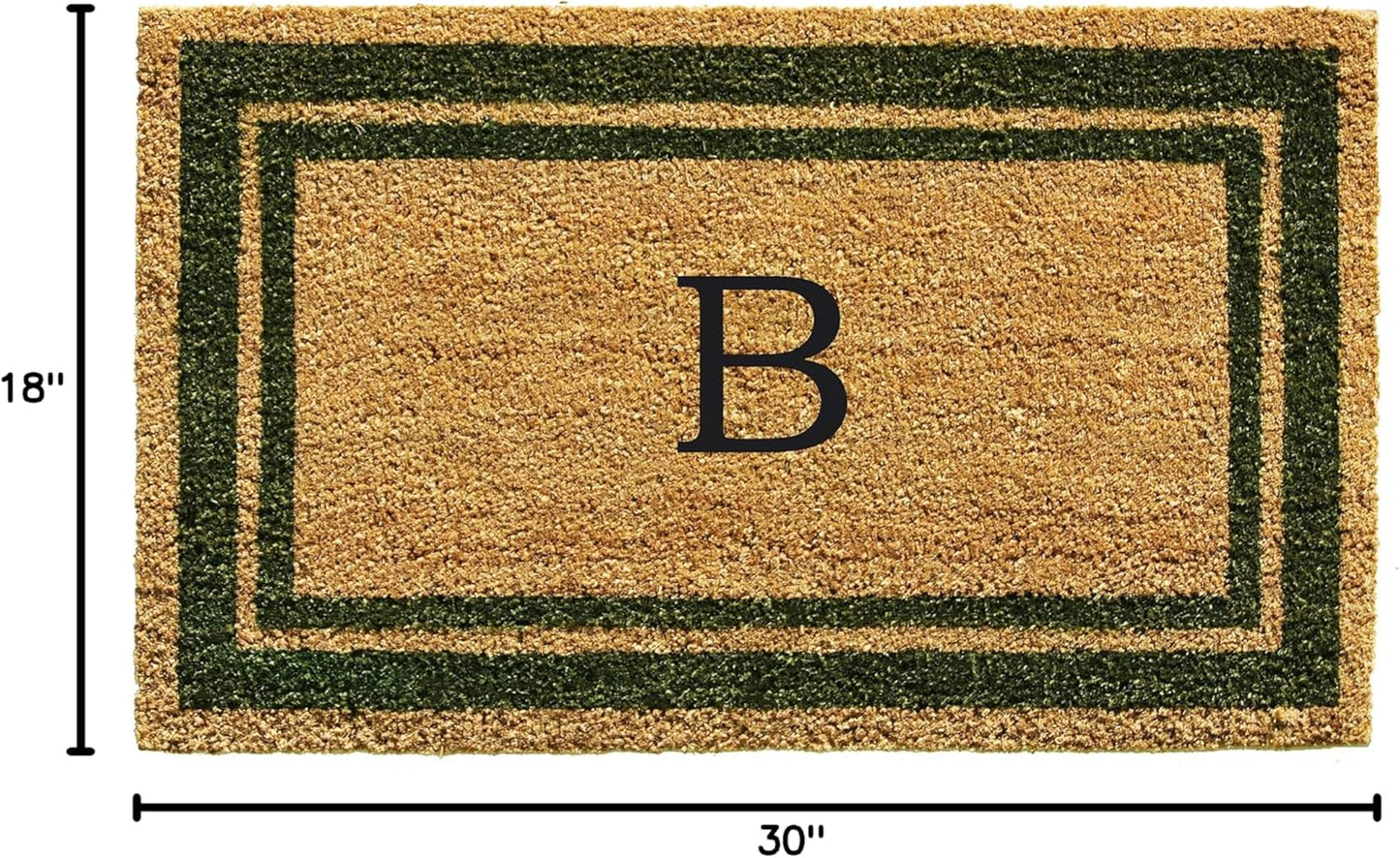 Calloway Mills 153041830B Sage Green Border 18" x 30" Monogram Doormat, (Letter B)