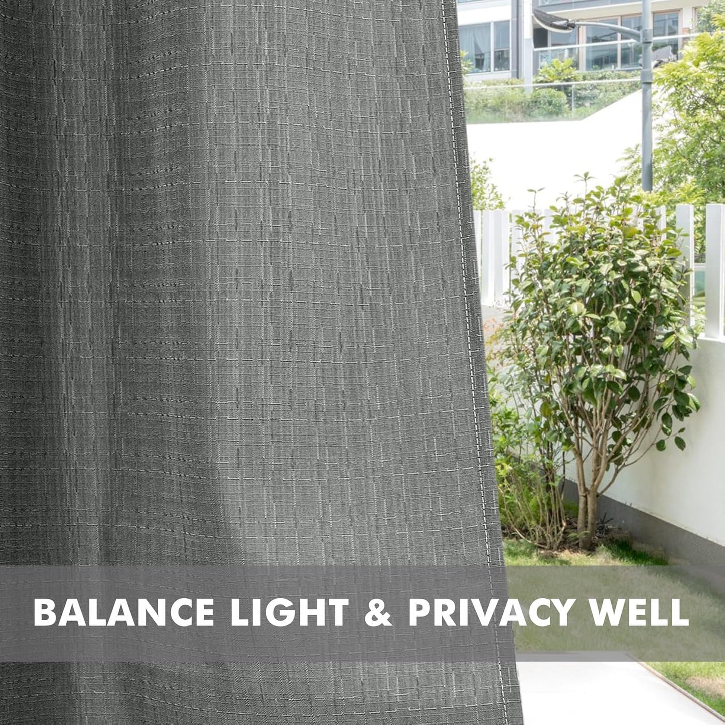 HolidayIdeas 4 Panels Linen Outdoor Curtains for Patio Waterproof Curtains 54" Wide x 84" Long-Indoor/Outdoor Light Grey Curtains Waterproof, Privacy for Pergola, Porch, Gazebo, Backyard, Sunroom