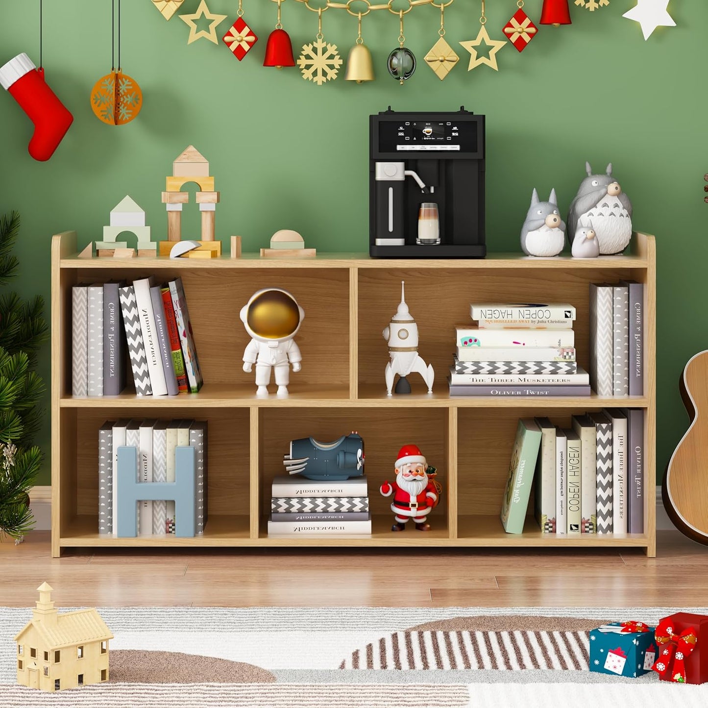 Book Shelf, 5 Cubes Storage Organizer, Open Bookshelf Wooden Bookcase, Freestanding Wooden Bookshelf Cube Shelf for Bedroom, Living Room