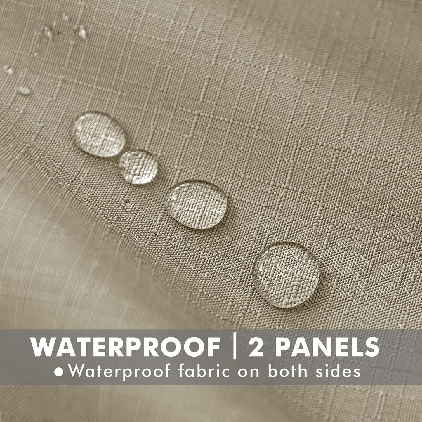 HolidayIdeas 2 Panels Linen Outdoor Curtains for Patio Waterproof Taupe Curtains 54"x 95"-Outside Curtains Weatherproof, Privacy, Textured for Pergola, Porch, Cabana, Gazebo