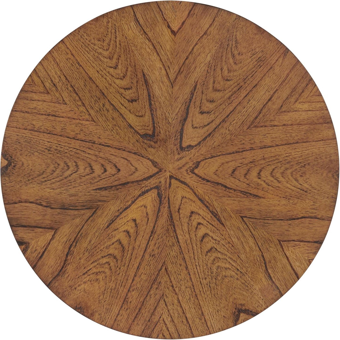 Martin Svensson Home LAX Two-Tone 20-Inch Caramel Brown Round Wood End Side Table with Walnut Legs and Shelf Storage