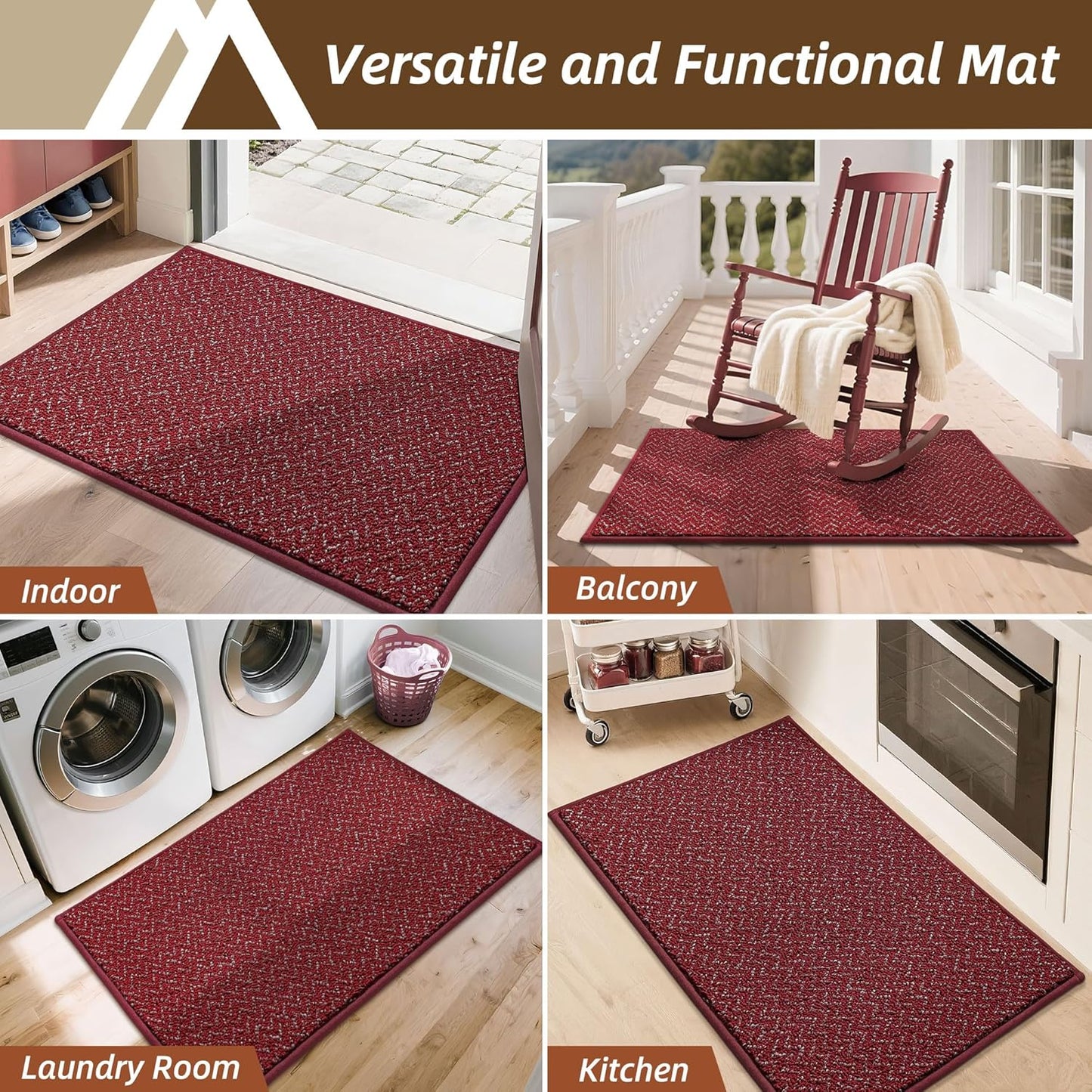 COSY HOMEER-Door-Mat 32"x48" Non Slip Absorbent Entryway Rugs Dirt Trapper Doormats Washable Entrance Mats Low Pile Welcome Floor Mat for Front Back Door and Entry Mats,Red