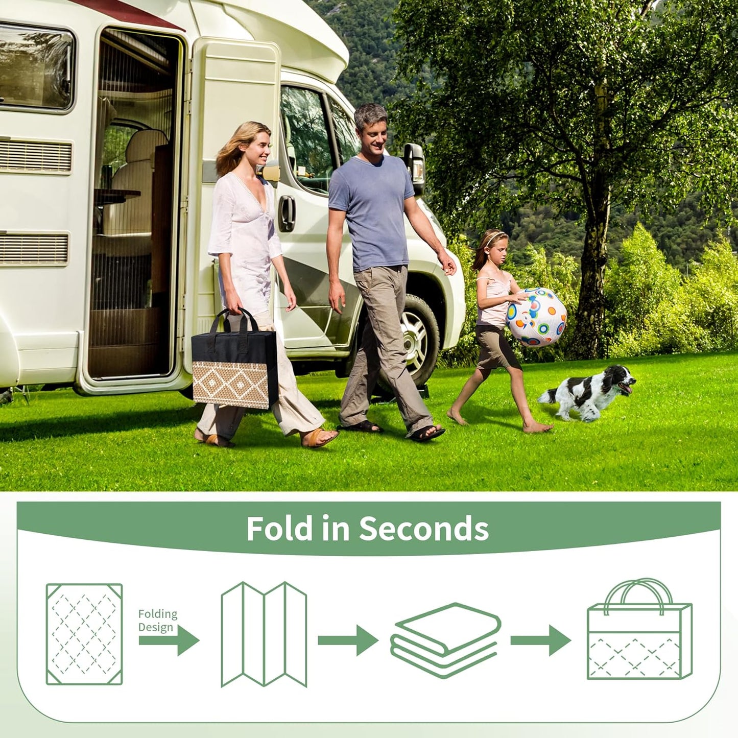 GENIMO Outdoor Rug 5'x8' Waterproof for Patio Decor, Reversible Outdoor Plastic Straw Rug Carpet, Camping Mats for Outdoor, RV, Backyard, Deck, Balcony, Picnic, Brown & Beige