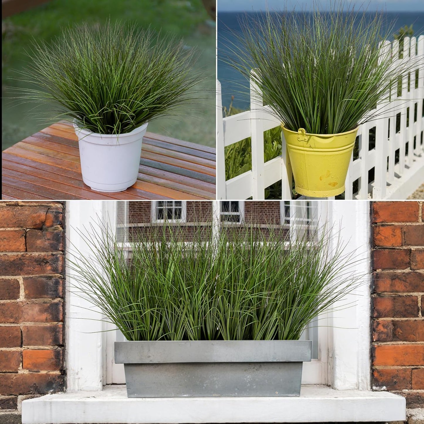 16PCS 17.3" Fake Plants Artificial Wheat Grass Greenery Plastic Plants Fake Grass Artificial Plants for Outdoor Decor Artificial Grass Plant with Greenery Stems for Indoor Home Decoration