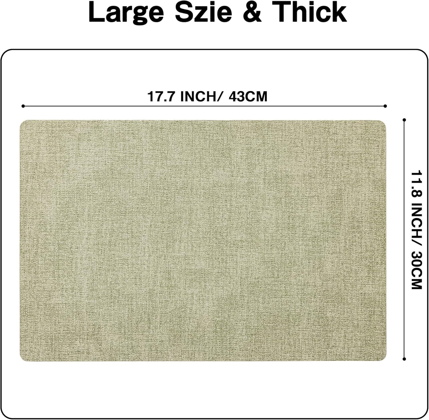 Chrysameld Vinyl Placemats Set of 4 - Faux Leather 100% Waterproof Oil-Proof Wipeable PU Place Mats, Heat Resistant Anti Slip Reversible Table Mats for Indoor & Outdoor Use,(17×12Inch, Sage Green)