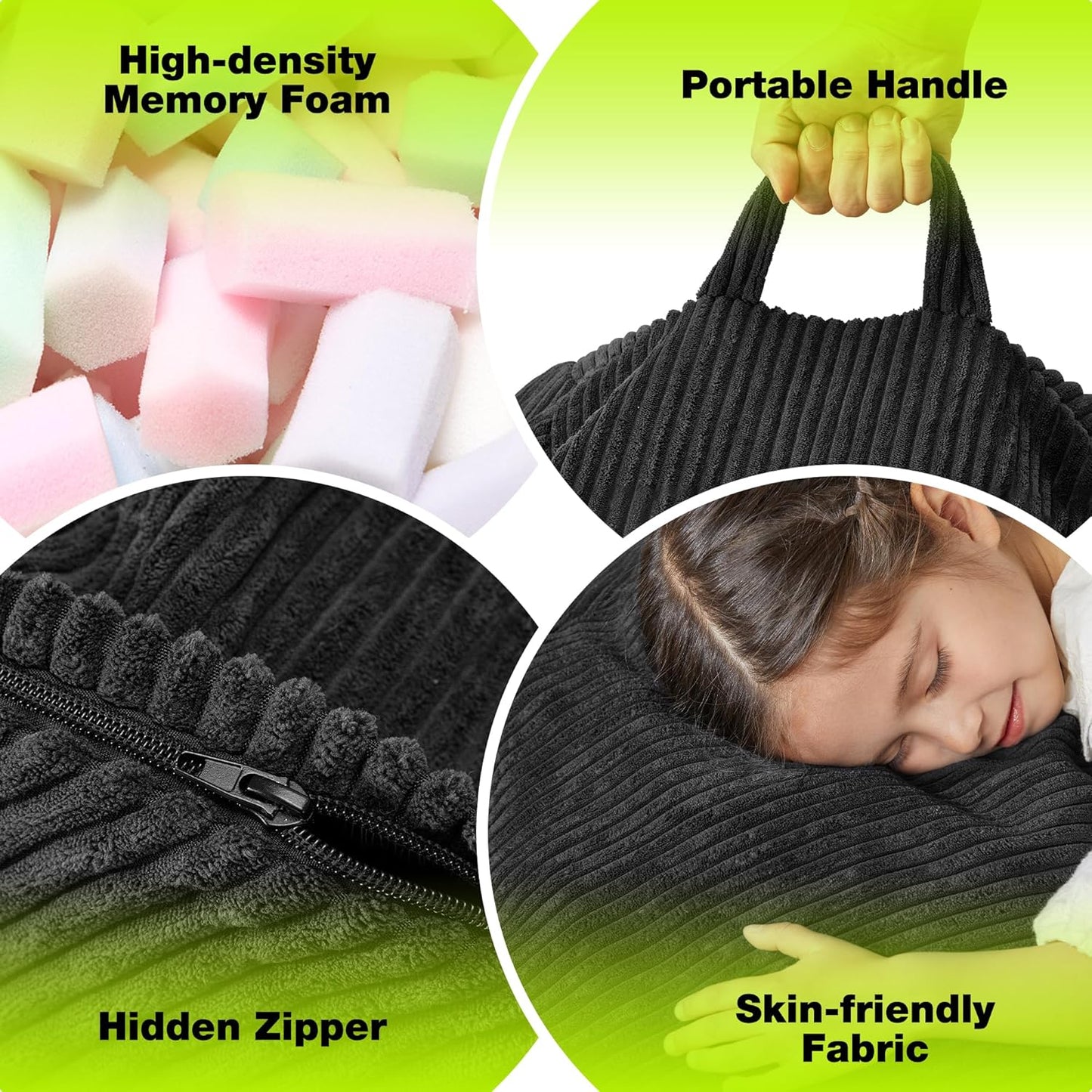 Hobestluk 4.5FT Bean Bag Chair Giant Bean Bag Chair with Filler Included Adult Bean Bag Chairs with Removable Cover for Bedroom Living Room - (Jumbo, Black)