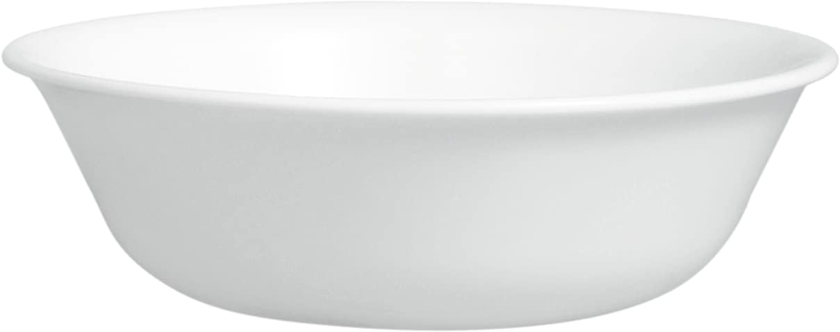 Corelle Vitrelle 4-Pieces 18-Oz Soup/Cereal Bowls Chip & Crack Resistant Glass Dinnerware Set Bowls, Winter Frost White