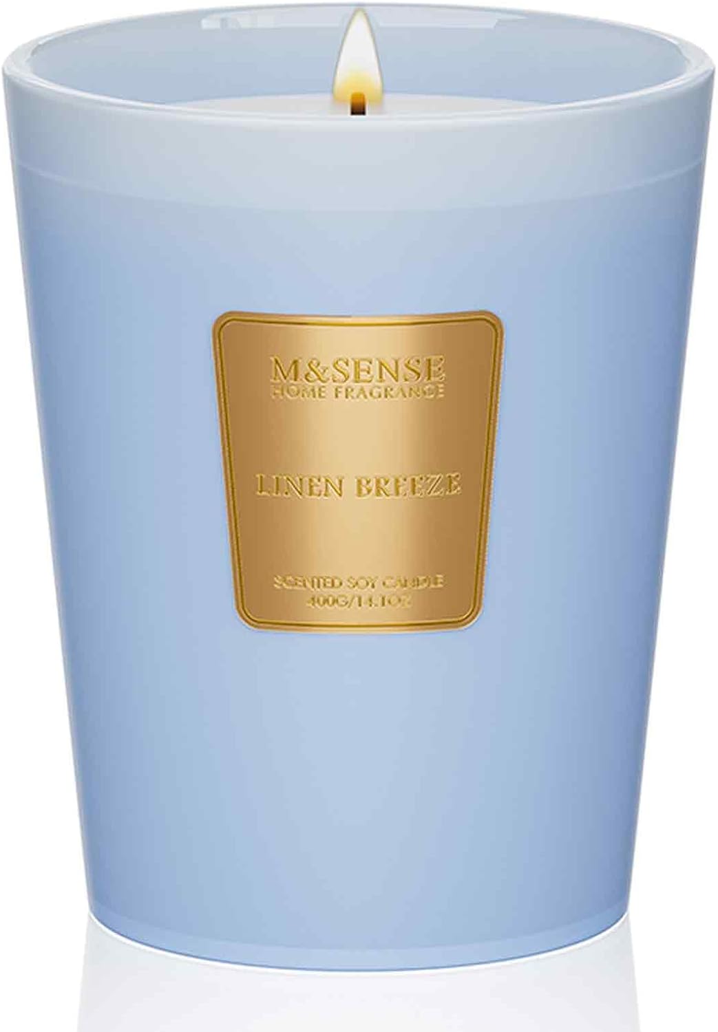 M&SENSE Linen Breeze Scented Natural Soy Wax Candle, 14.1oz 60 Hours Long Lasting Slow Burning Candles for Home Decor, Aromatherapy Candle for Stress Relief