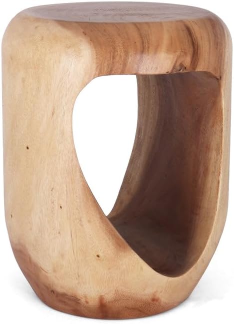 Rutledge & King Naples Wood End Table - Small Round Side Table - Suar Wood Side Table - Round Nightstand/Small Accent Table - Round End Tables Living Room - Wooden Side Table