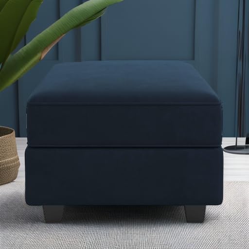 Belffin Storage Ottoman Module for Modular Sectional Sofa Square Seat Cube Velvet Foot Stool Blue