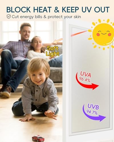 Frosted Glass Window Privacy Film Decorative with Tools, 2 Way Frosting Privacy Film for Glass Door, Static Cling Tint for Home Anti-UV, Covering Clings 23.6" by 77"