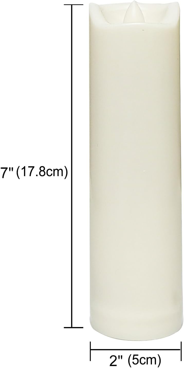 CANDLE CHOICE Waterproof Outdoor Battery Operated Flameless Candles with Auto Timer Flickering Plastic Resin Electric LED Slim Pillar Lights for Lantern Patio Garden Wedding Decorations 2”x7” 2 Pack