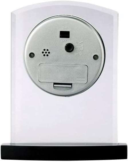 Howard Miller Landre Tabletop Clock – Beveled Glass Arch Alarm Clock Quiet Sweep Second Hand Black Wooden Base Battery Operated Quartz Movement Ideal for Desk Bedroom or Office Décor