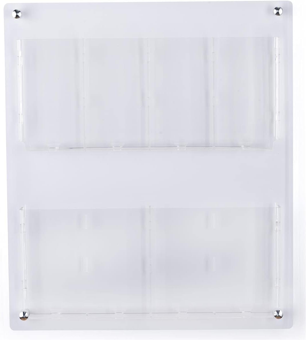 Displays2go Acrylic Literature Holder Wall Mount, 4/8.5" w, 4-8 Pockets - Clear (2RP4CLR)