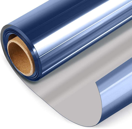 HIDBEA One Way Mirror Window Film,Daytime Privacy Sun Blocking Reflective Window Film Static Cling Heat Control Window Tinting Film for Home and Office, Blue Silver, 35.4 x 78.7 Inch